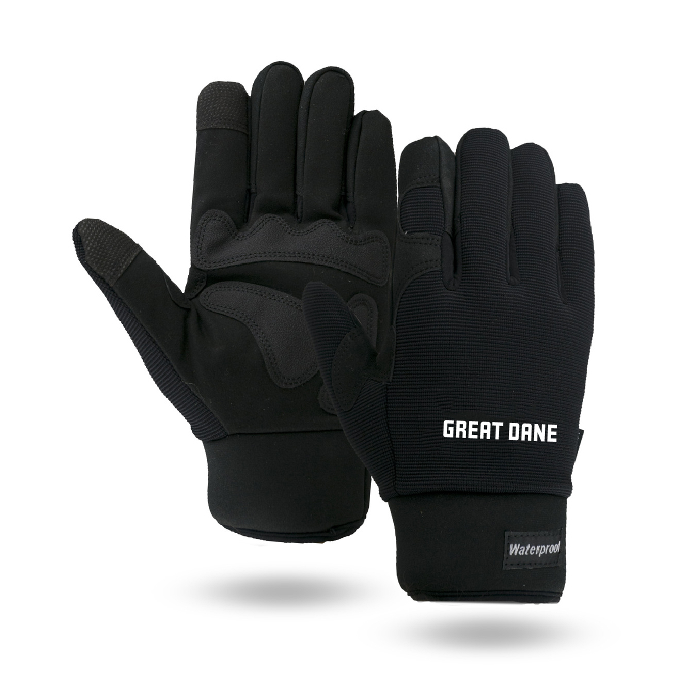 Waterproof & Winter Lined Black Touchscreen Mechanics Gloves
